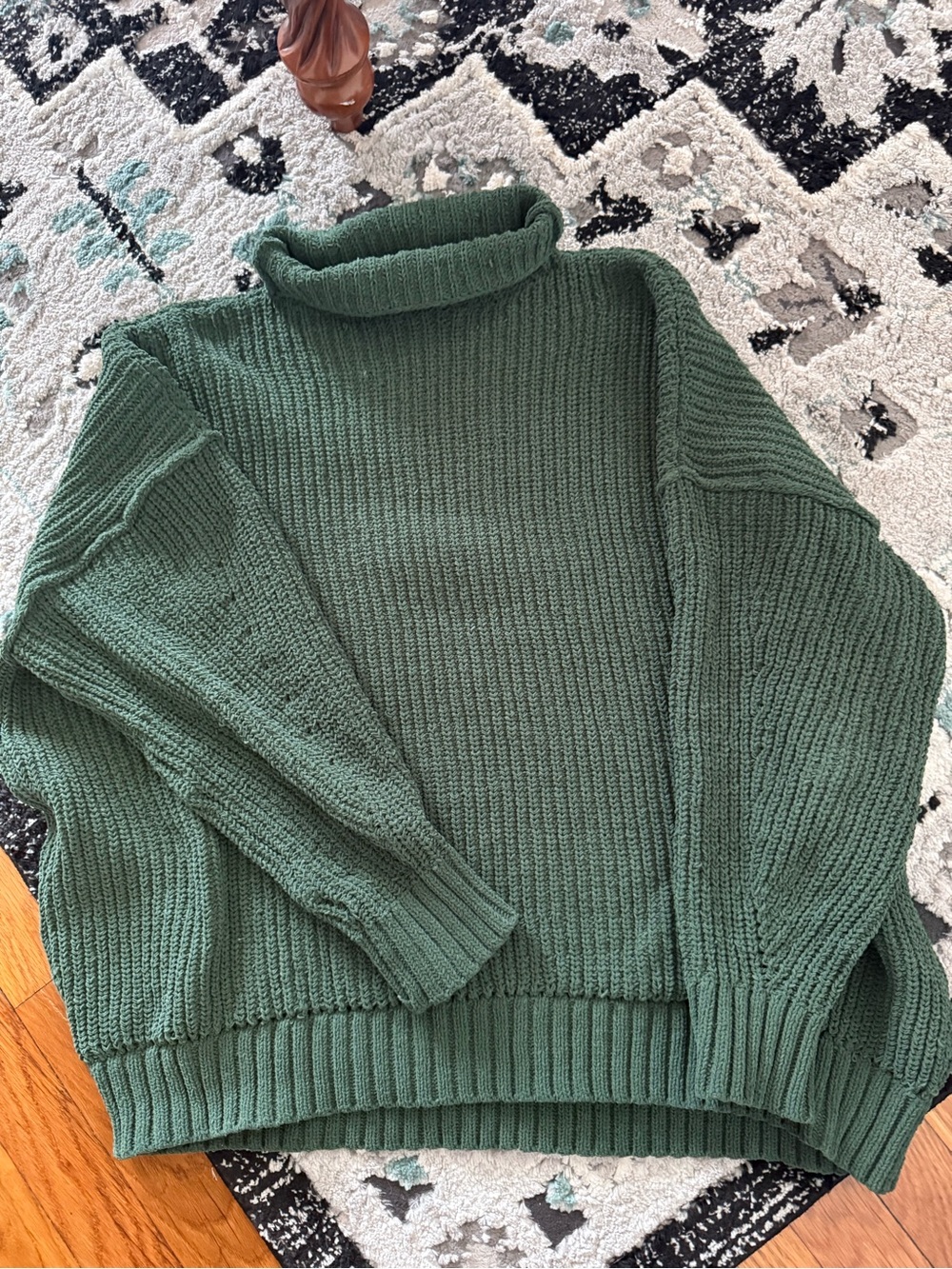 aerie Forest Green Ribbed Turtleneck Sweater